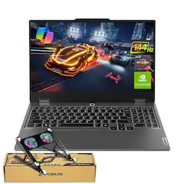 Lenovo - LOQ 15.6" FHD 144Hz Laptop - AMD Ryzen 7 7735HS with 64GB RAM - 1TB SSD - NVIDIA GeForce RTX 4050 - PCO Laptop Cooler - Gray