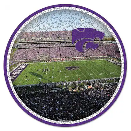 Front. WinCraft - Kansas State Wildcats Round 500-Piece Puzzle - Multicolor.