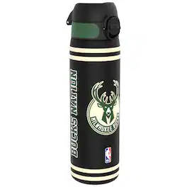 NBA ION8 Water Bottle, BPA Recyclon Plastic, NBA Varsity Milwaukee Bucks, 500ml (18oz) - Multi