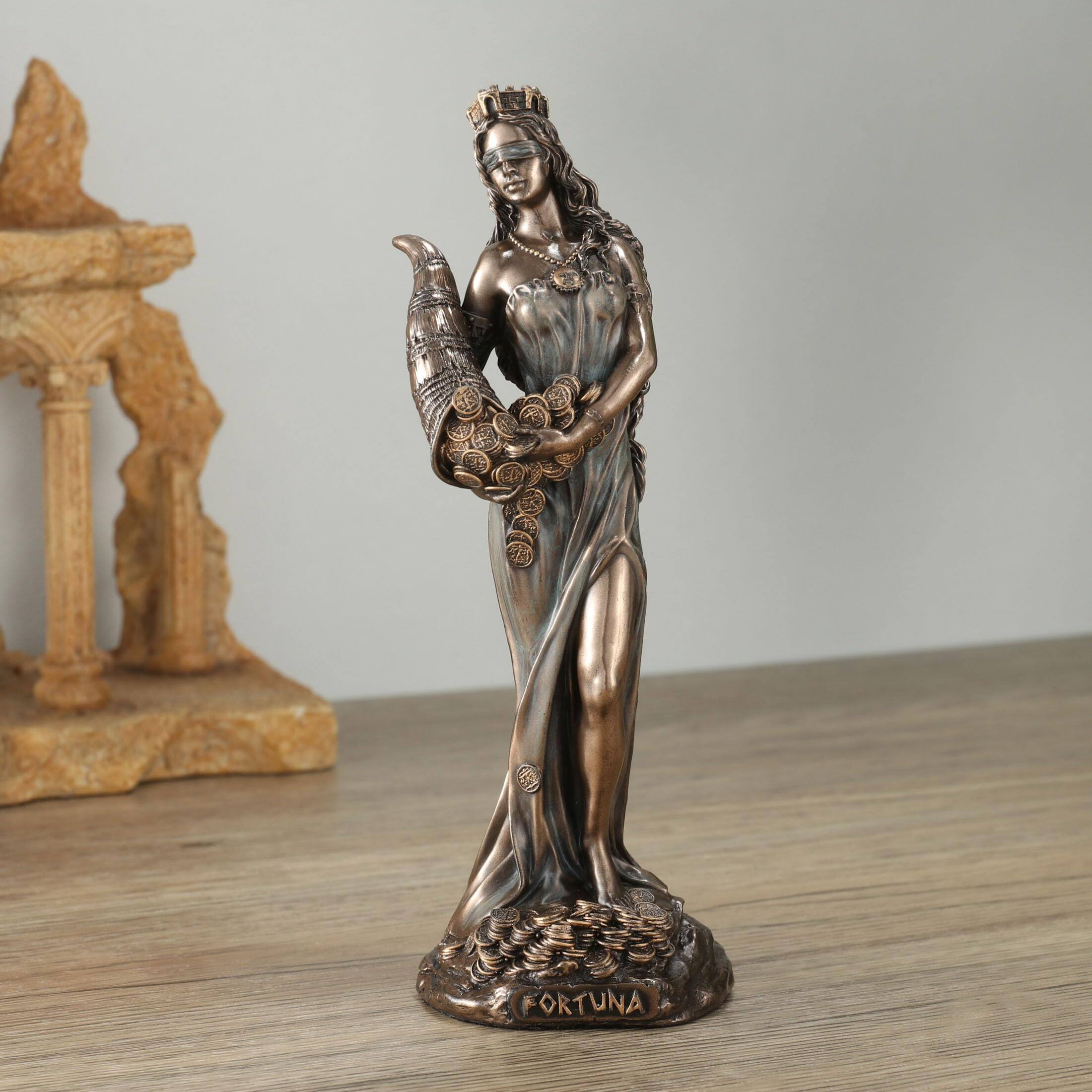 Alt View 1. Refined Abode Design - 6 1 Fortuna The Greek Goddess Of Fortune And Luck Sculpture Cold Cast Bronze Finish.