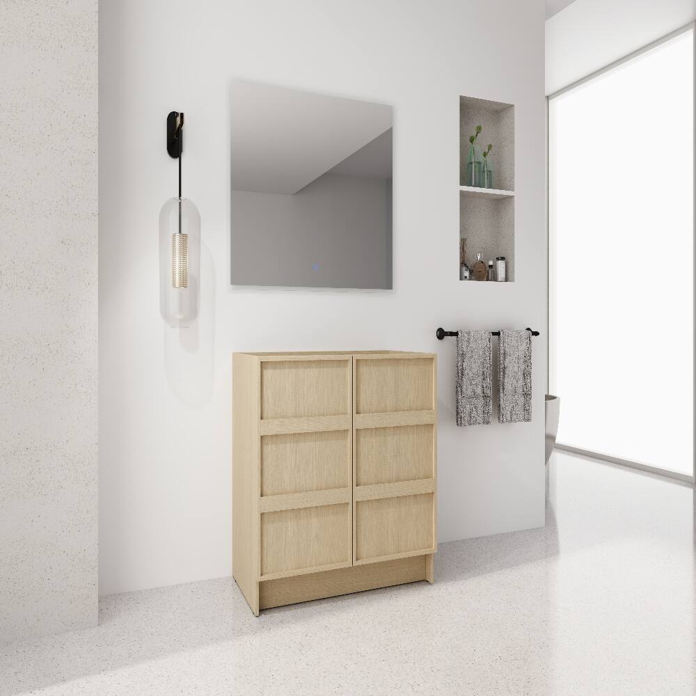 Left. Loheer - Loheer 36 inch freestanding bathroom vanity, dune oak vanity cabinet, plywood vanity base only - Dune Oak.