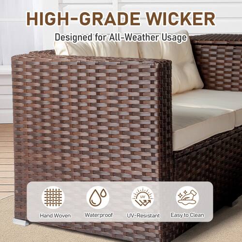 HIGH-GRADE WICKER  
Designed for All-Weather Usage  
Hand Woven  
Waterproof  
UV-Resistant  
Easy to Clean