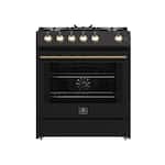 Forno Appliances - 30 in. Wide 5 Burner Leonardo 5 Cu. Ft. Freestanding Gas Convection Range with LP Conversion Kit - Black