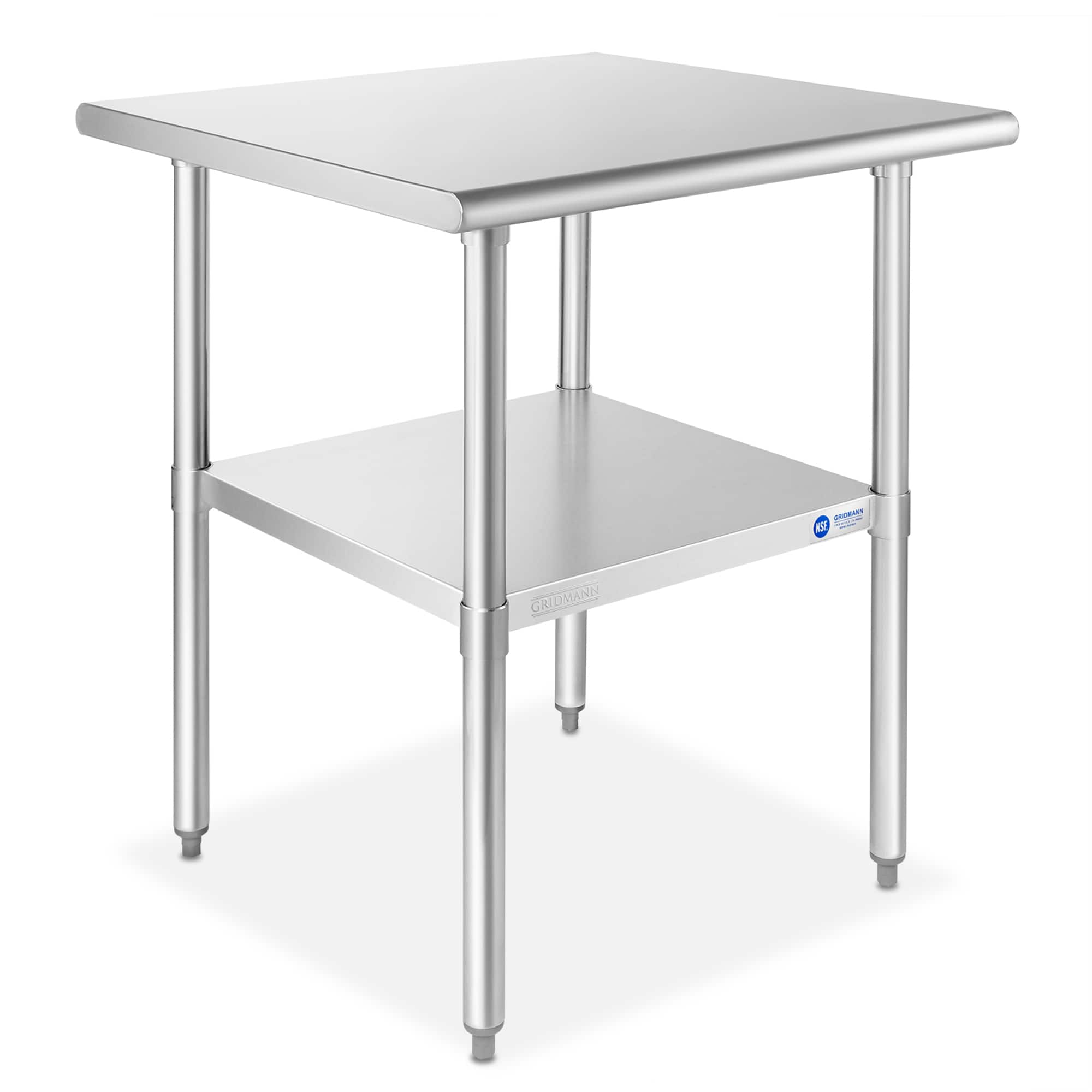 GRIDMANN - 30 x 30-in NSF Stainless Steel Prep and Work Table - Silver
