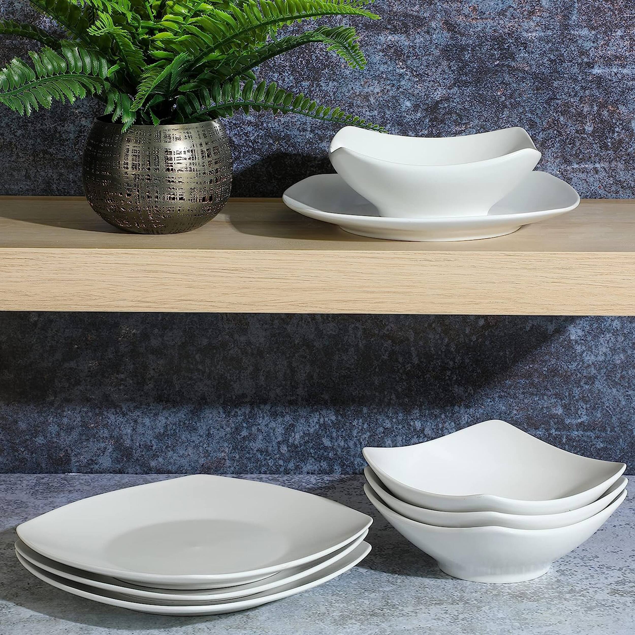 Alt View 3. Gibson - Gibson Home Zen Buffetware 8 Piece Fine Ceramic Dinnerware Set In Matte White - White.