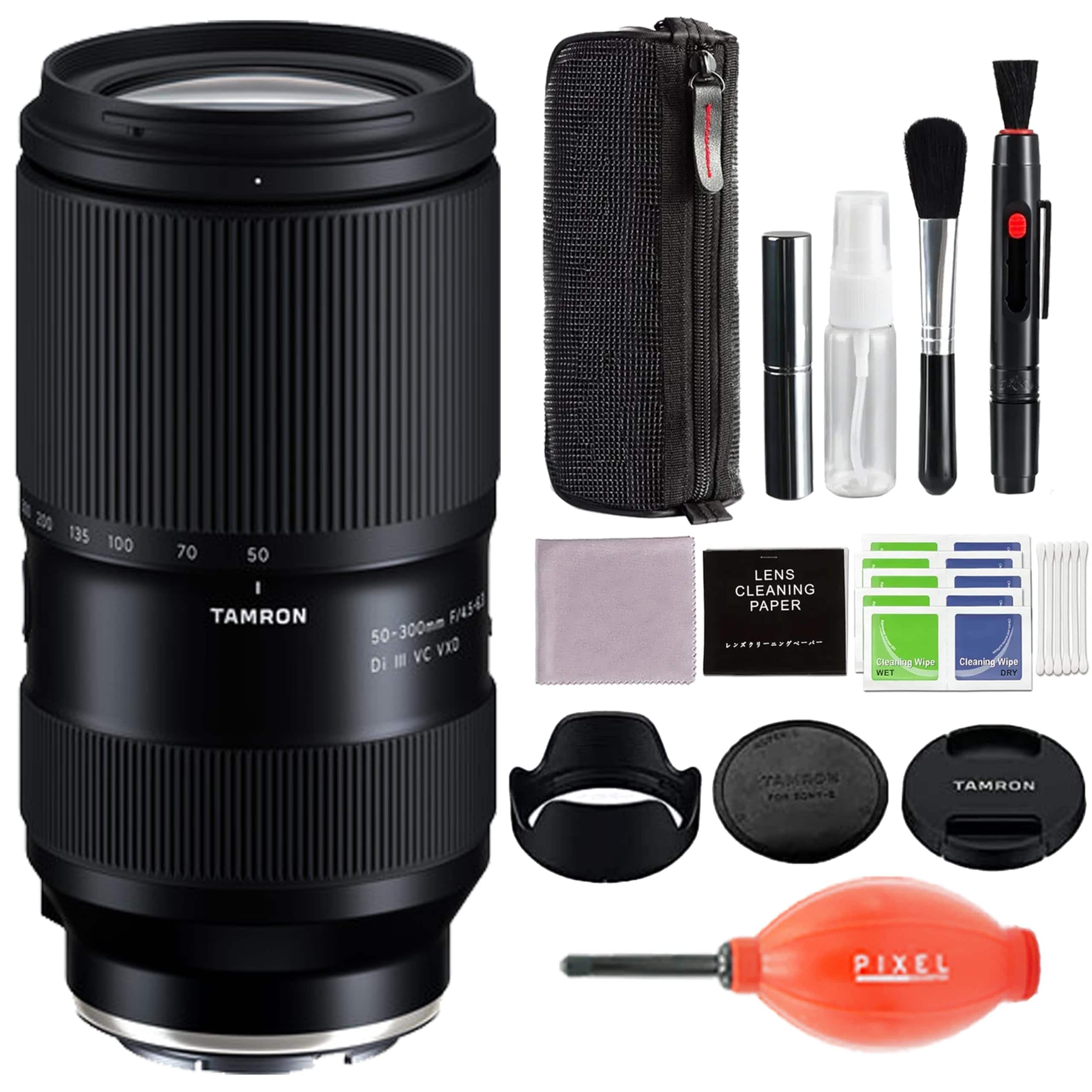 Tamron - 50-300mm F/4.5-6.3 Di III VC VXD for Sony E Mount with Advanced Accessories & Travel Bundle | AFA069S700 - Black