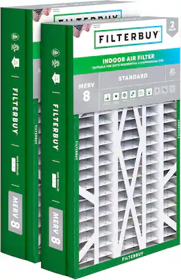 Filterbuy - 14.5x27x5 MERV 8 Dust & Allergy Defense, Pleated HVAC AC Furnace Air Filters Replacement for Trane & More (2-Pack) - Silver