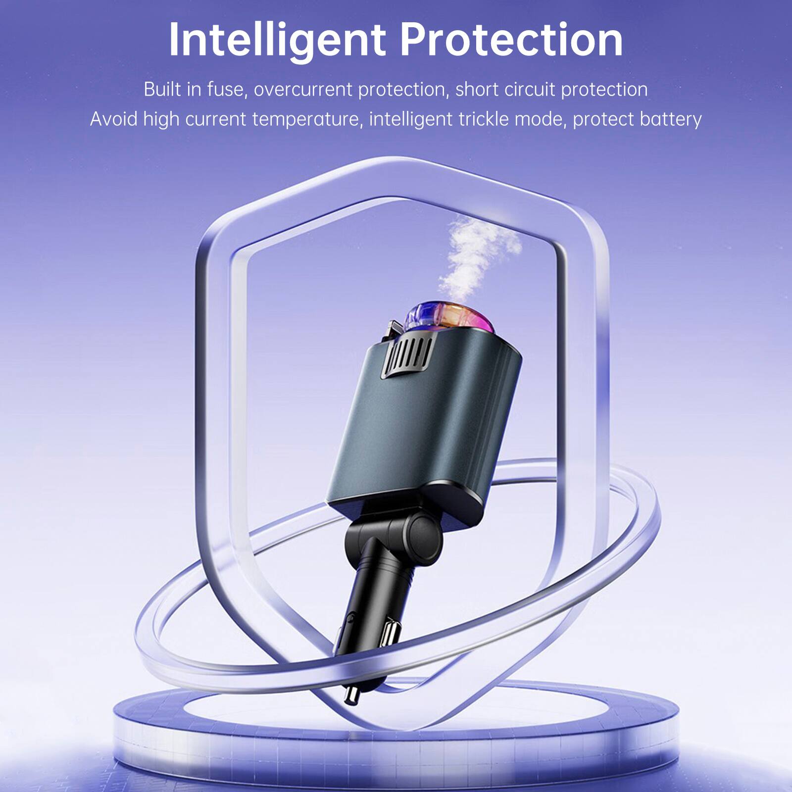 Intelligent Protection

Built in fuse, overcurrent protection, short circuit protection  
Avoid high current temperature, intelligent trickle mode, protect battery