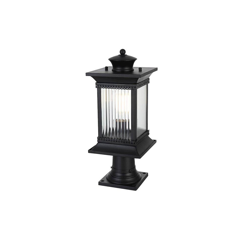 Angle. Elegant Lighting - Collins 7 inch Outdoor Pendant in Black - Black.