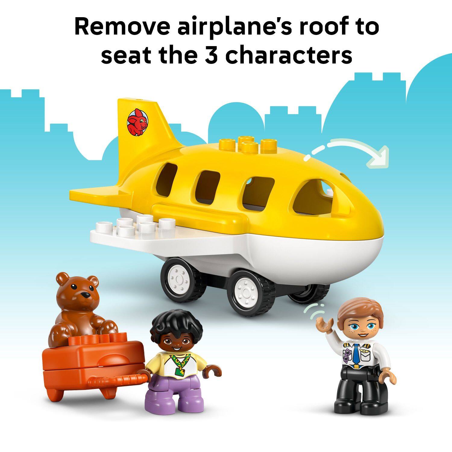 Remove airplane's roof to seat the 3 characters.