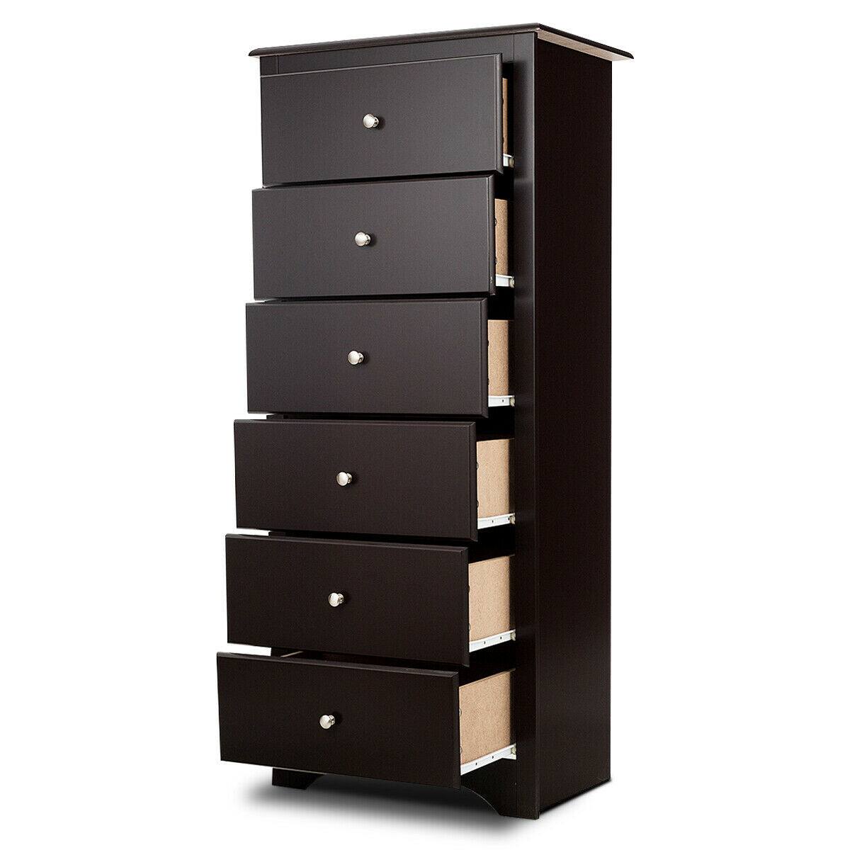 Alt View 4. Boyel Living - Black 6 Drawers Chest Dresser Clothes Storage Bedroom Furniture Cabinet - Black.