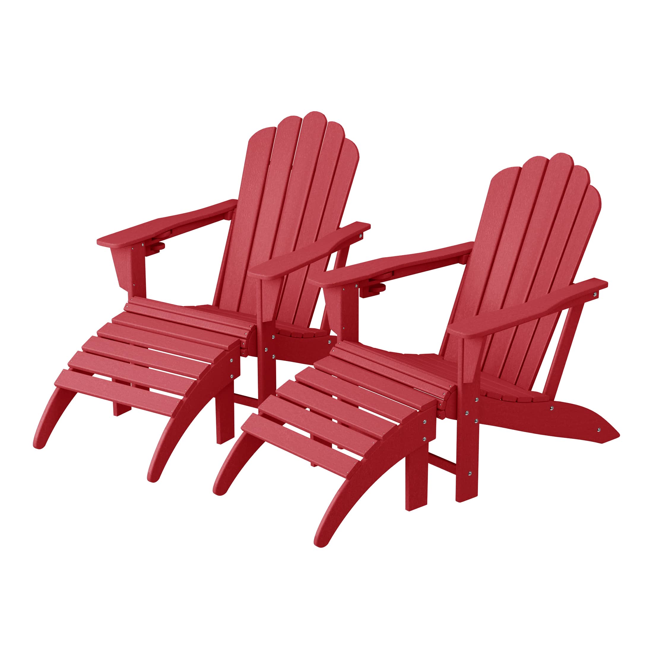 WestinTrends - Highland 4-Piece Outdoor Patio HDPE Adirondack Chairs With Ottomans and Cup Holder Set - Red price history on PriceWatchPro