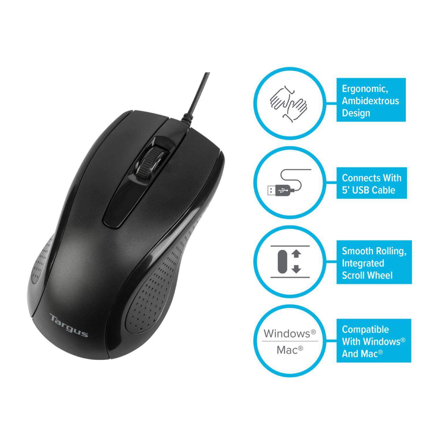 Alt View 17. Targus - 3-Button USB Full-Size Optical Mouse - Black.