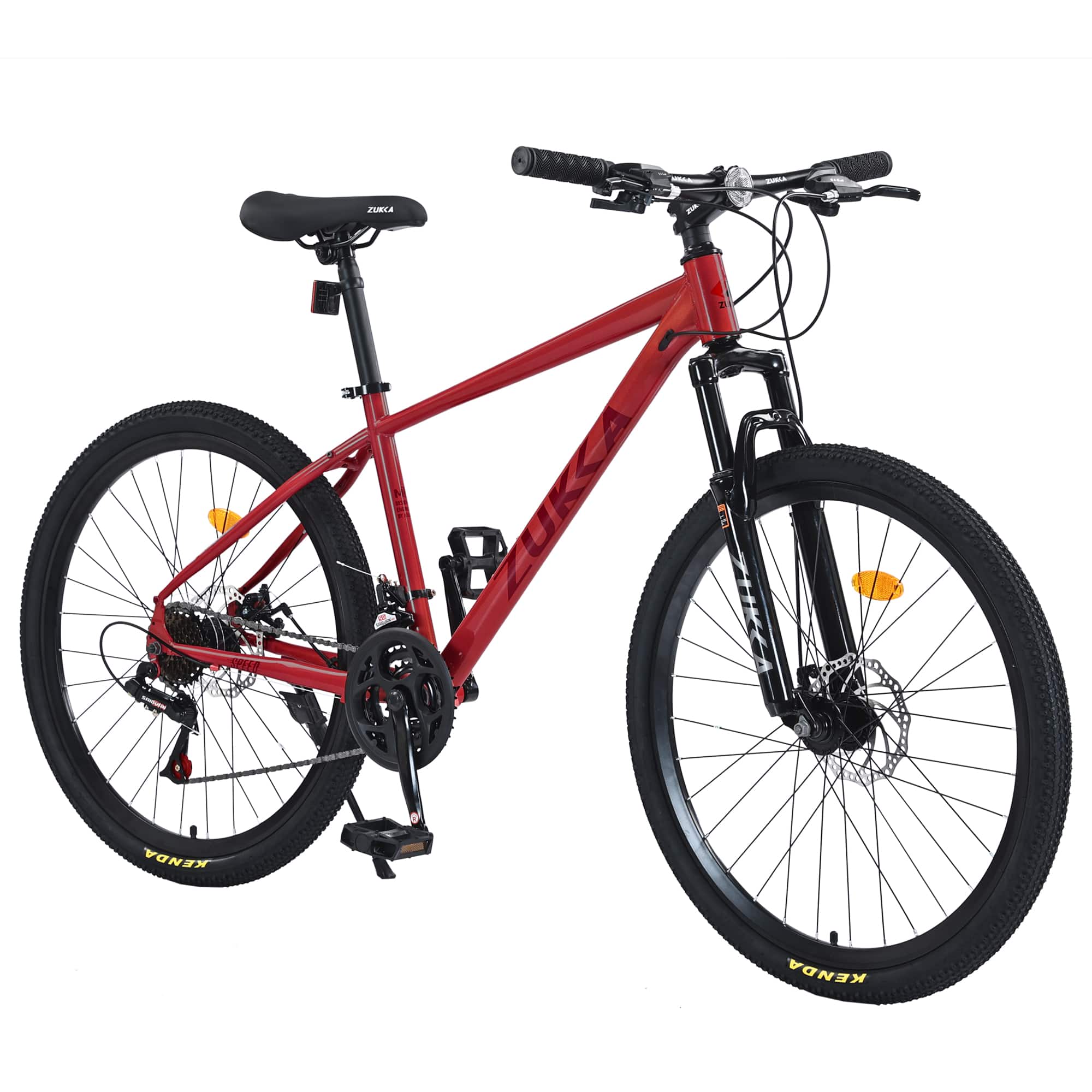 Chery Life - 26 in. Steel 24 Speed Suspension Fork Mountain Bike for Men and Women - Red