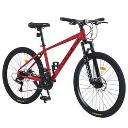 Chery Life - 26 in. Steel 24 Speed Suspension Fork Mountain Bike for Men and Women - Red