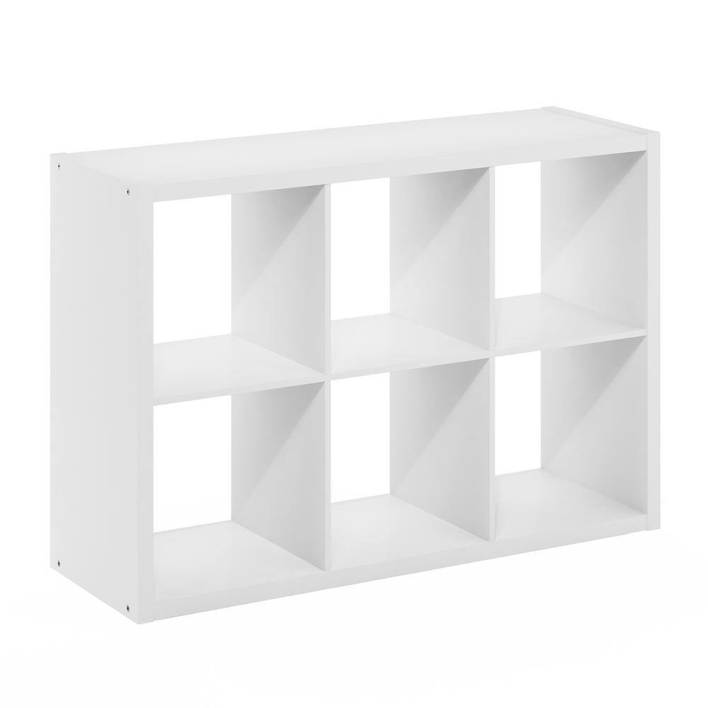 Alt View 2. FurniFact - White Engineered Wood 6 Cube Storage Organizer with Open Back Modern Design - White.