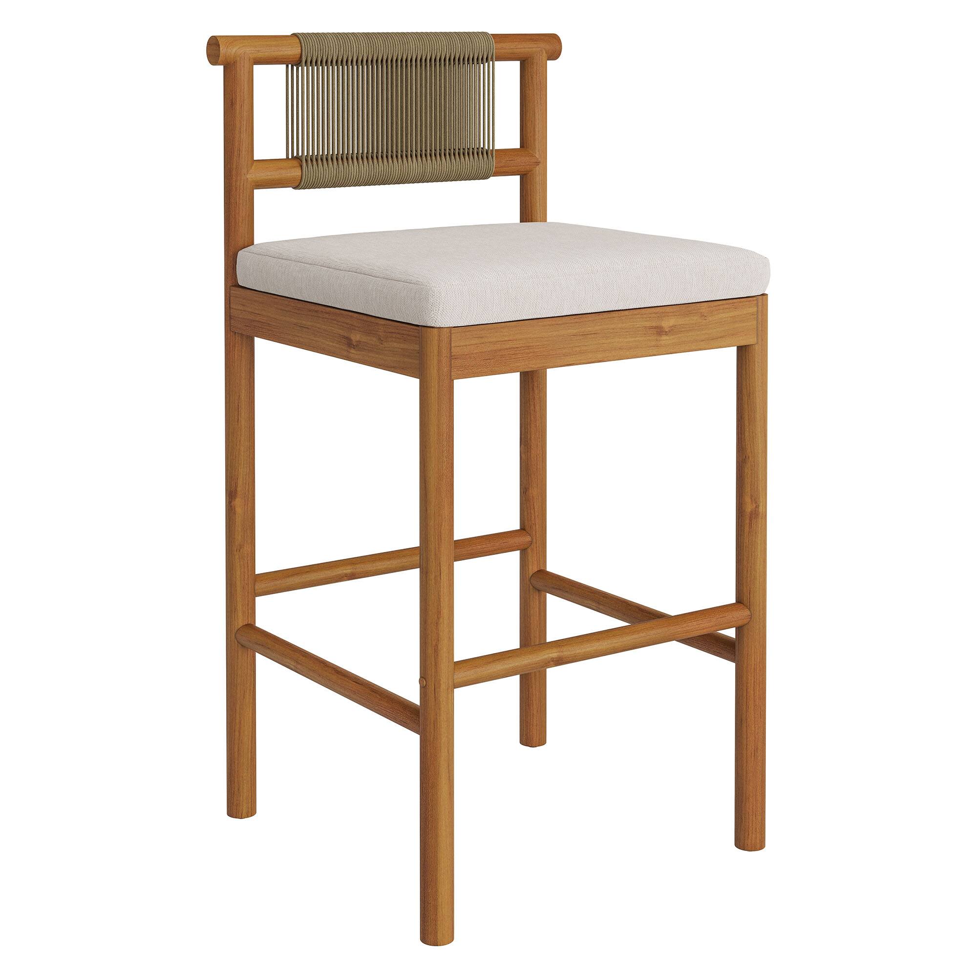 Alt View 2. Modway - Eleni Outdoor Teak Wood Bar Stools Set of 2 by Modway - Natural Sail.