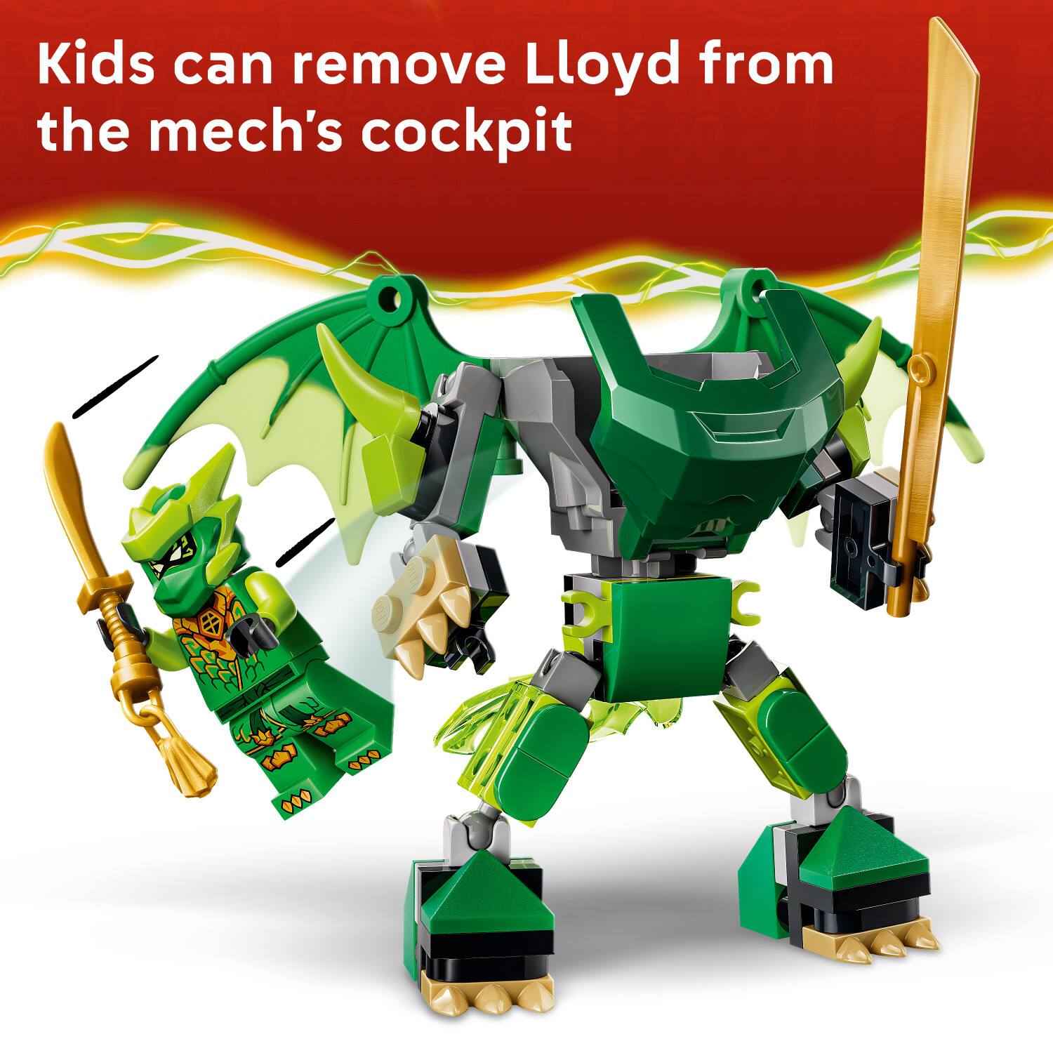 Kids can remove Lloyd from the mech's cockpit