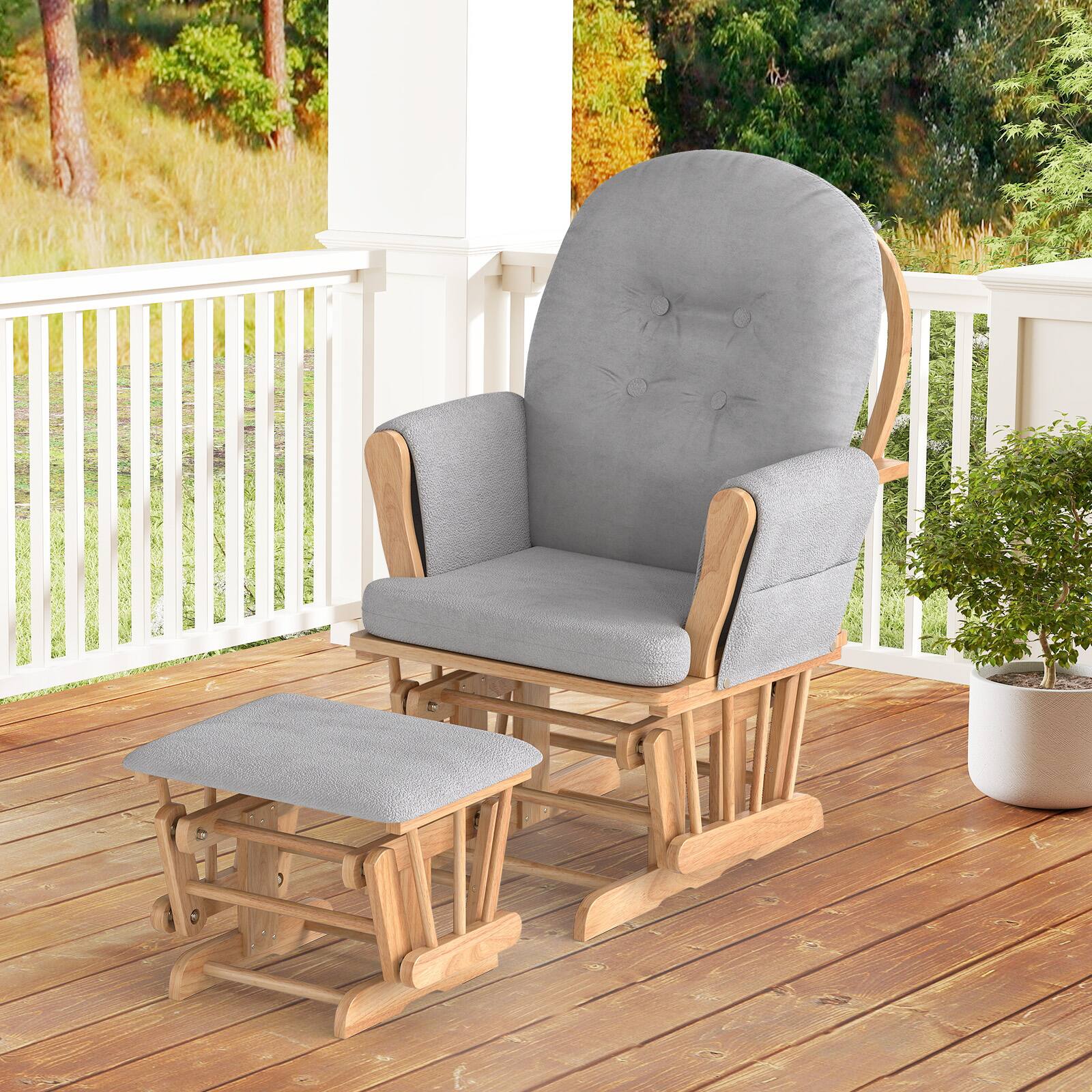 Alt View 3. Gymax - Gymax Glider & Ottoman Cushion Set Wood Baby Nursery Rocking Chair Glider Gray - Gray.