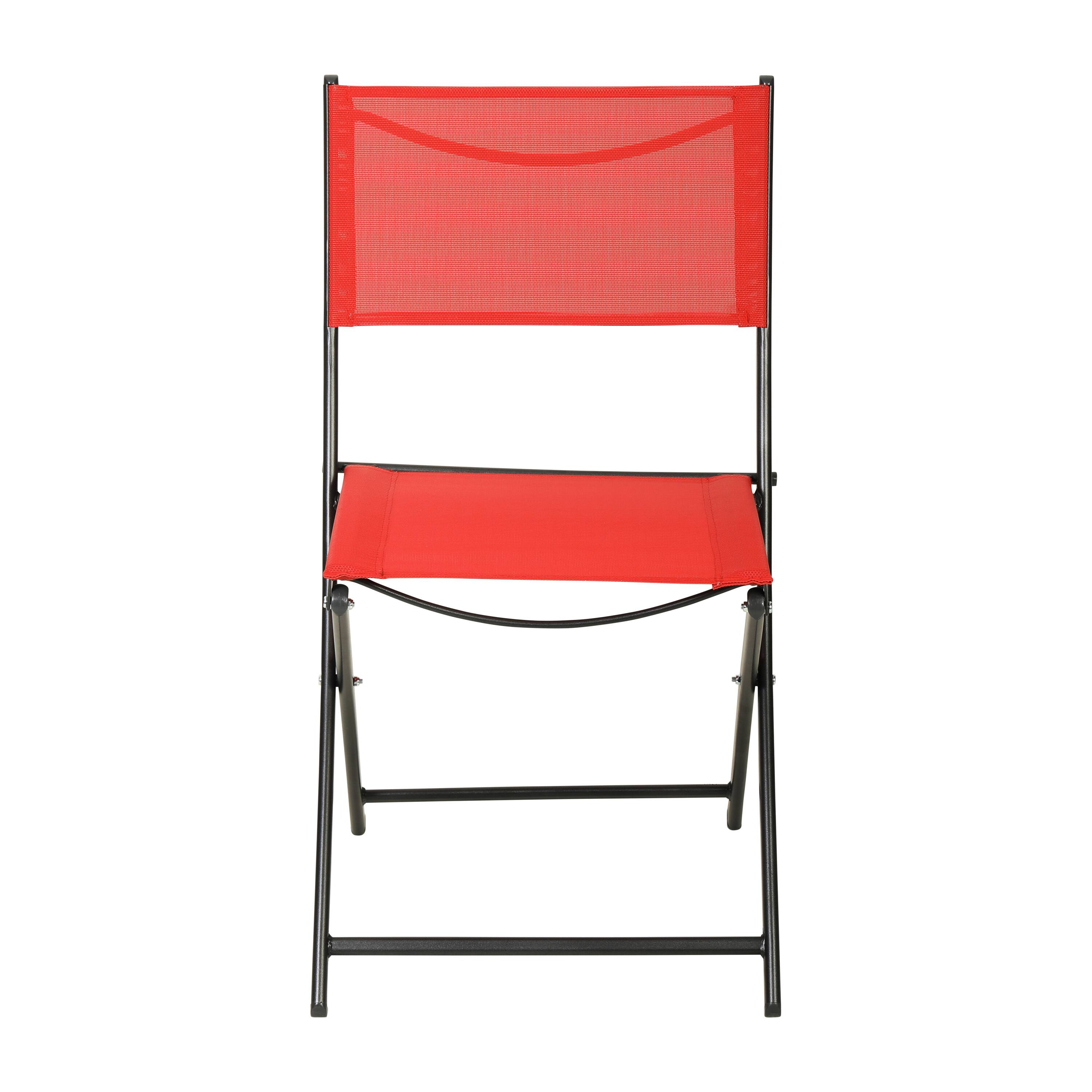Alt View 8. Emma + Oliver - Bartlett Set of 4 Folding Chairs for Indoor/Outdoor Use with Flex Comfort Material and Steel Frames - Red.