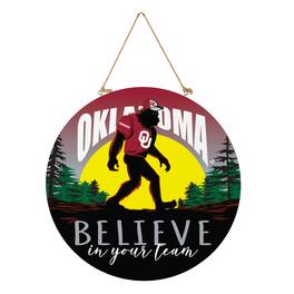 Evergreen Enterprises - Oklahoma Sooners 18" Bigfoot "Believe in Yourself" Team Logo Wood Round Door Sign - Multicolor