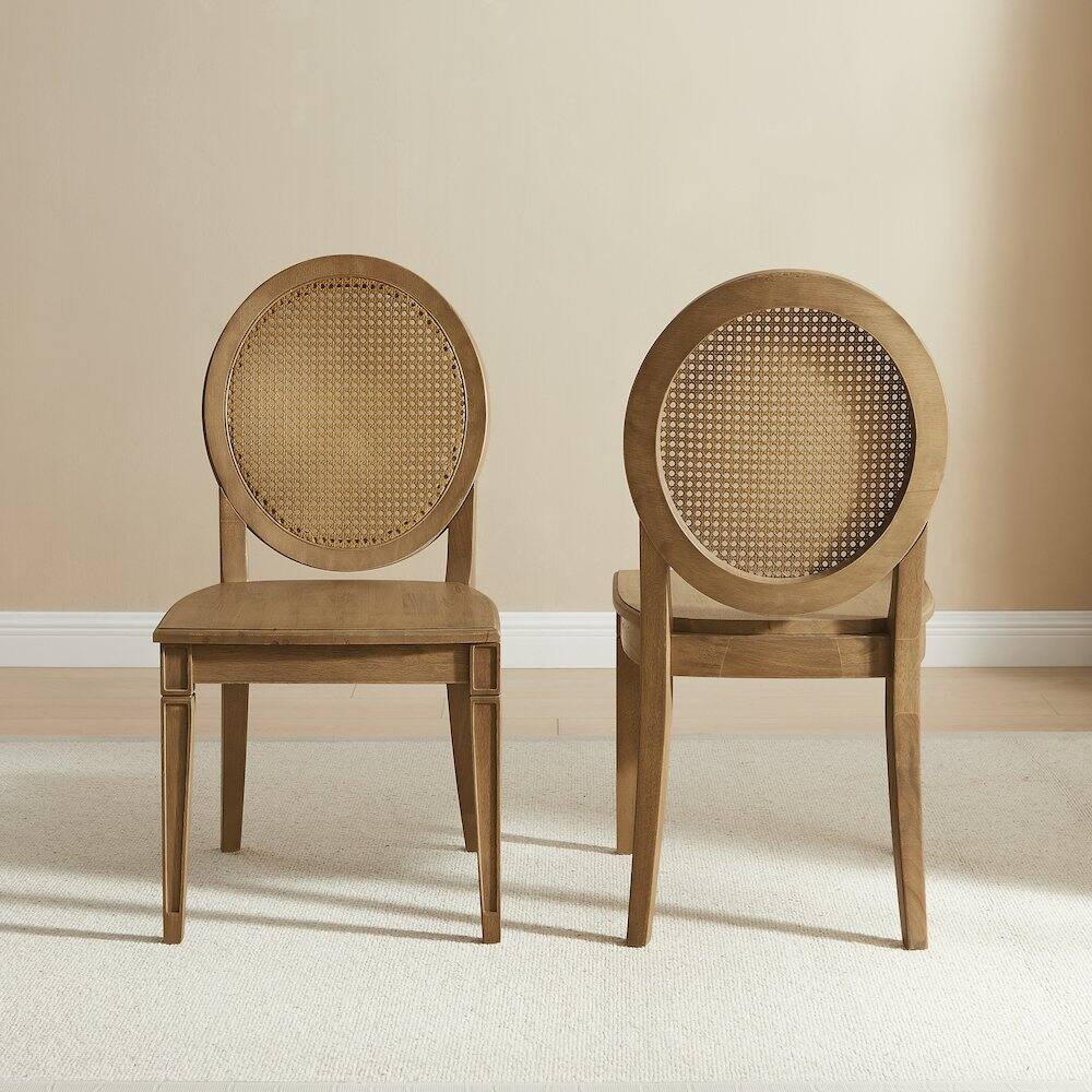 Alt View 3. Crosley Furniture - Katia 2-Piece Cane-Back Dining Chair Set In Driftwood - Brown.