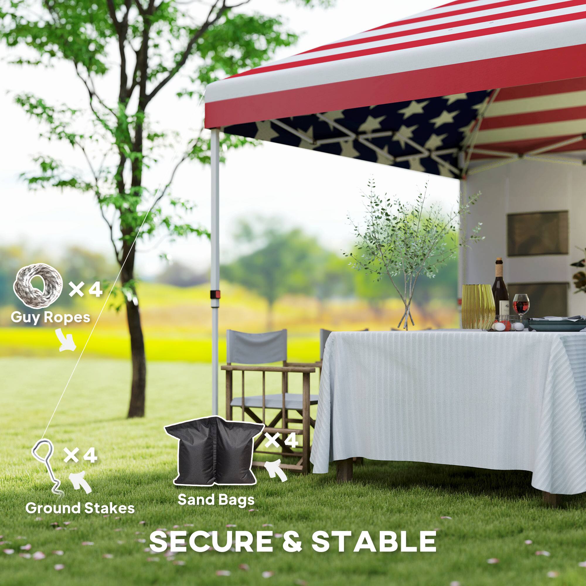 Guy Ropes, Ground Stakes, Sand Bags, SECURE & STABLE