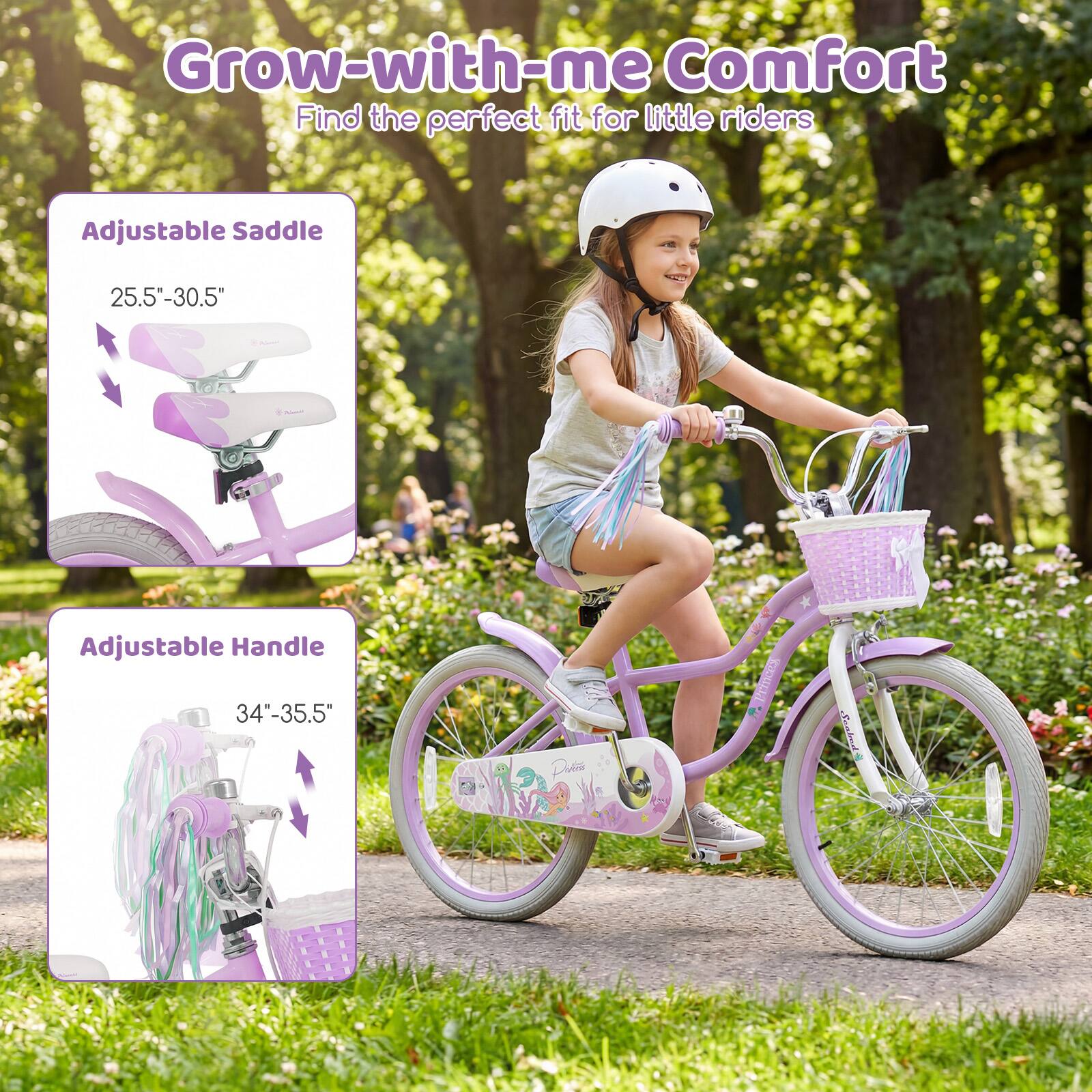 Grow-with-me Comfort  
Find the perfect fit for little riders

Adjustable Saddle  
25.5"-30.5"

Adjustable Handle  
34"-35.5"