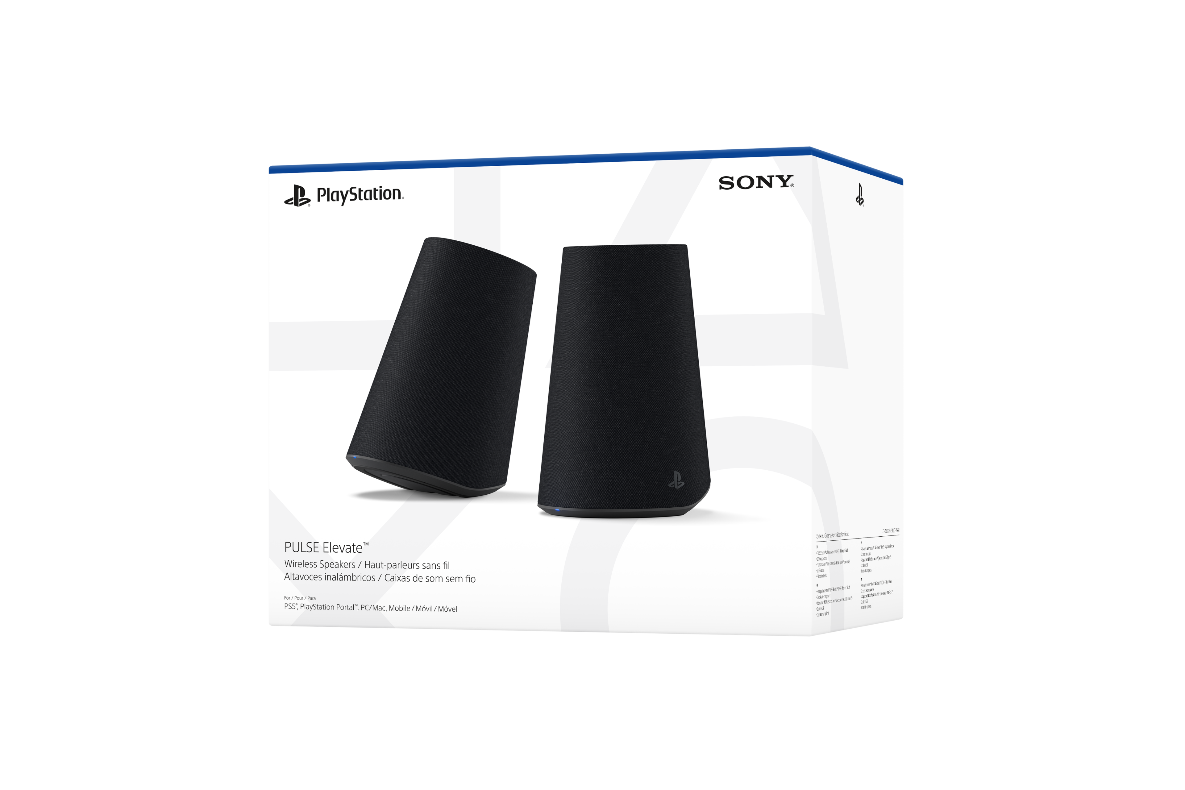 PlayStation  
SONY  
PULSE Elevate Wireless Speakers / Haut-parleurs sans fil Altavoces inalámbricos Caixas de som sem fio tv. - Pass PS5", PlayStation Portal", PC/Mac. Mobile/Móvil/Móvel  
XXXX - - - - - - - - CREAM - *********** - www.vare - - QUE E