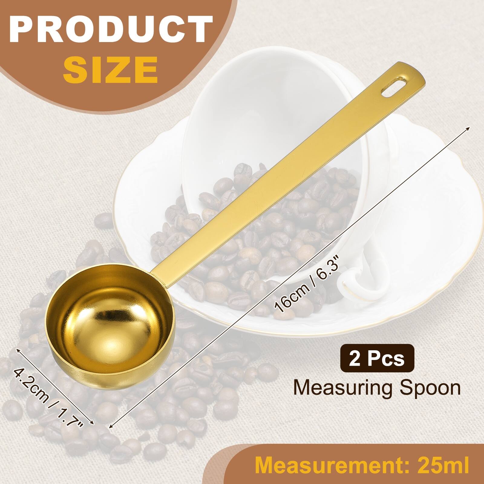 PRODUCT SIZE

4.2cm / 1.7"  
16cm / 6.3"  

2 Pcs  
Measuring Spoon  

Measurement: 25ml