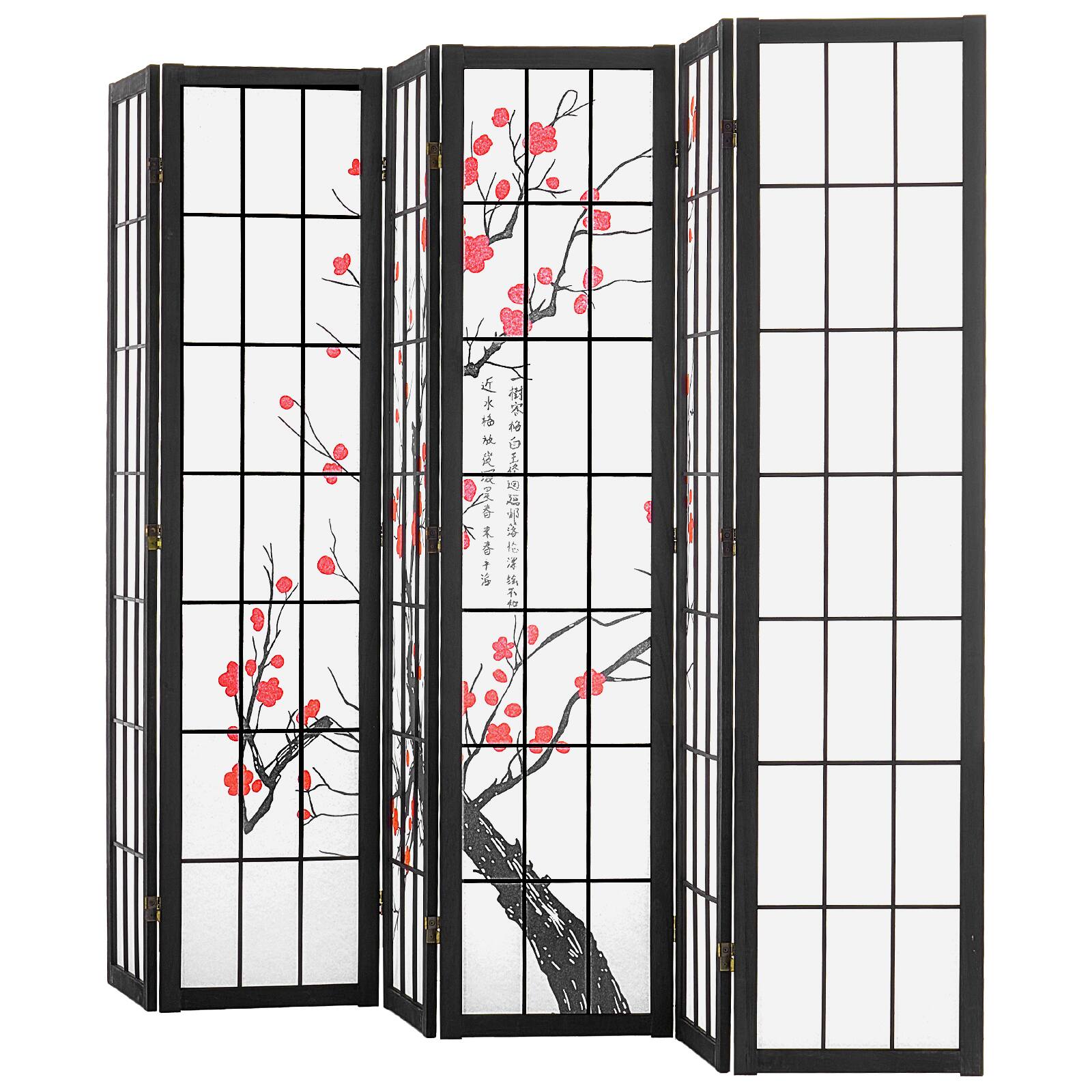 Alt View 5. VEVOR - Room Divider, 6 Panel Japanese Room Divider Screen, Wood Folding Privacy Screen Indoor, Japanese Partition Portable - Black.