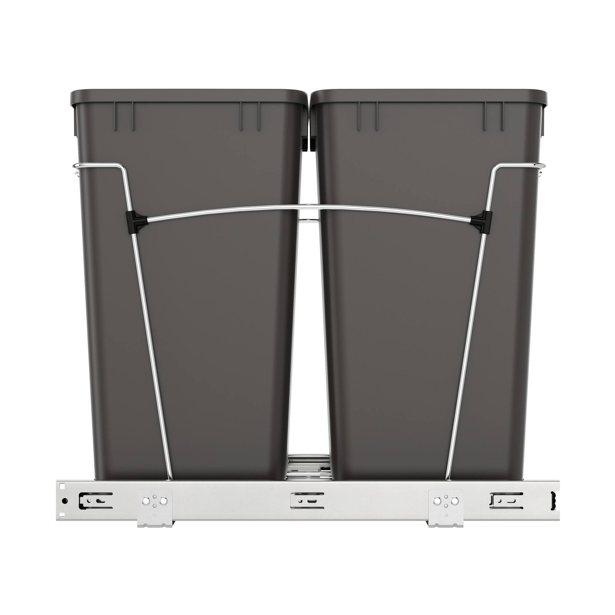 Alt View 5. Rev-A-Shelf - Rev-A-Shelf Double Pullout Trash Can 27 qt. for Kitchen, Gray, RV-15KD-13C-S - Orion Gray.