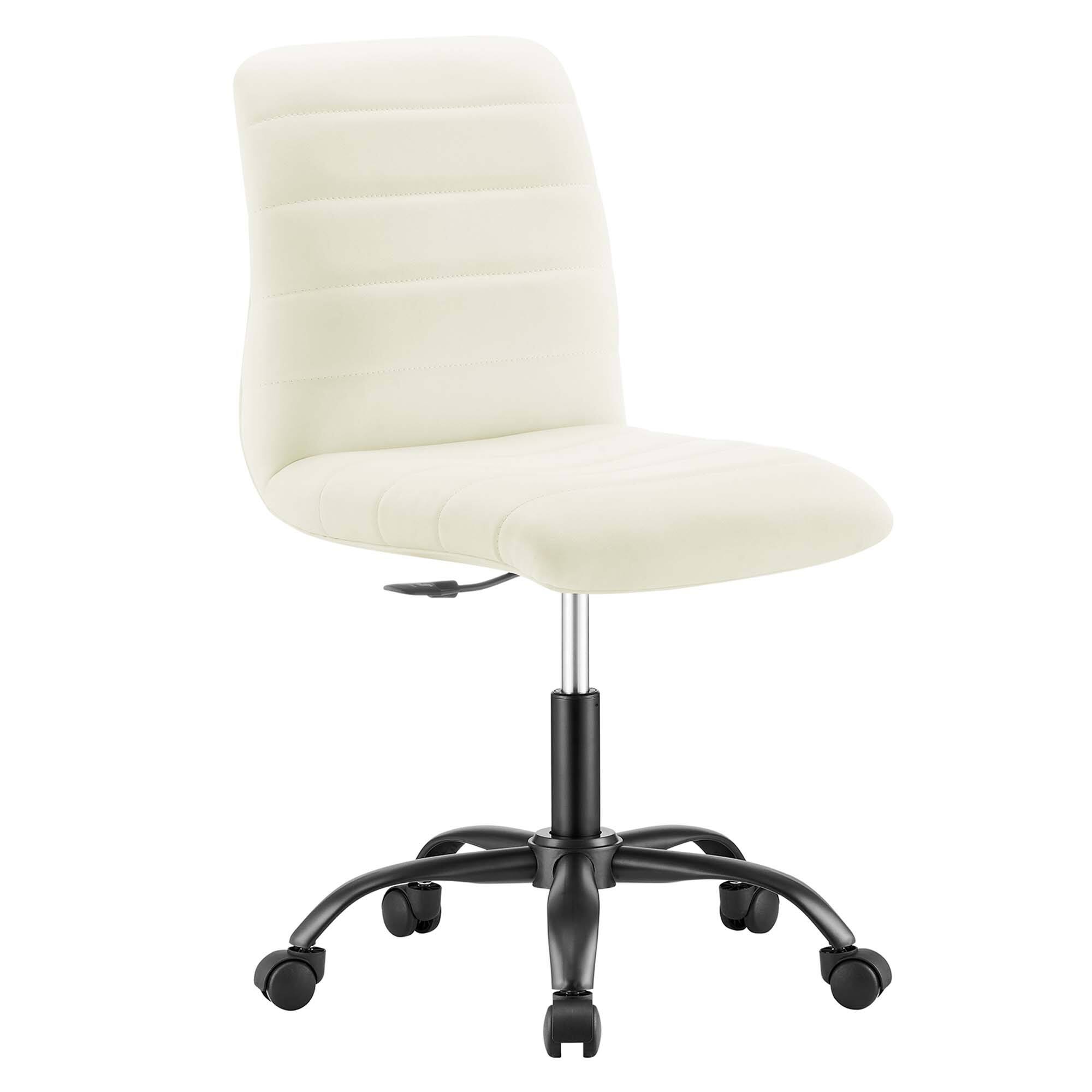 Angle. Modway - Ripple Armless Vegan Leather Office Chair by Modway - Black White.