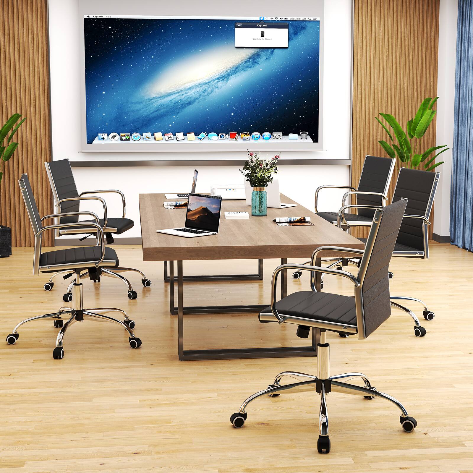Alt View 1. Gymax - Gymax Office Chair Height Adjustable Conference Room Chair w/ Rocking Backrest Armrests Swivel Seat & Wheels Black - Black.