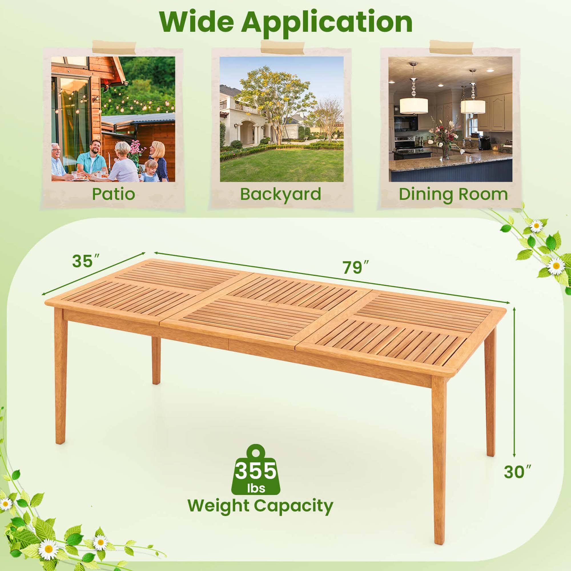 Wide Application
Patio
Backyard
Dining Room
35"
79"
30"
355 lbs Weight Capacity