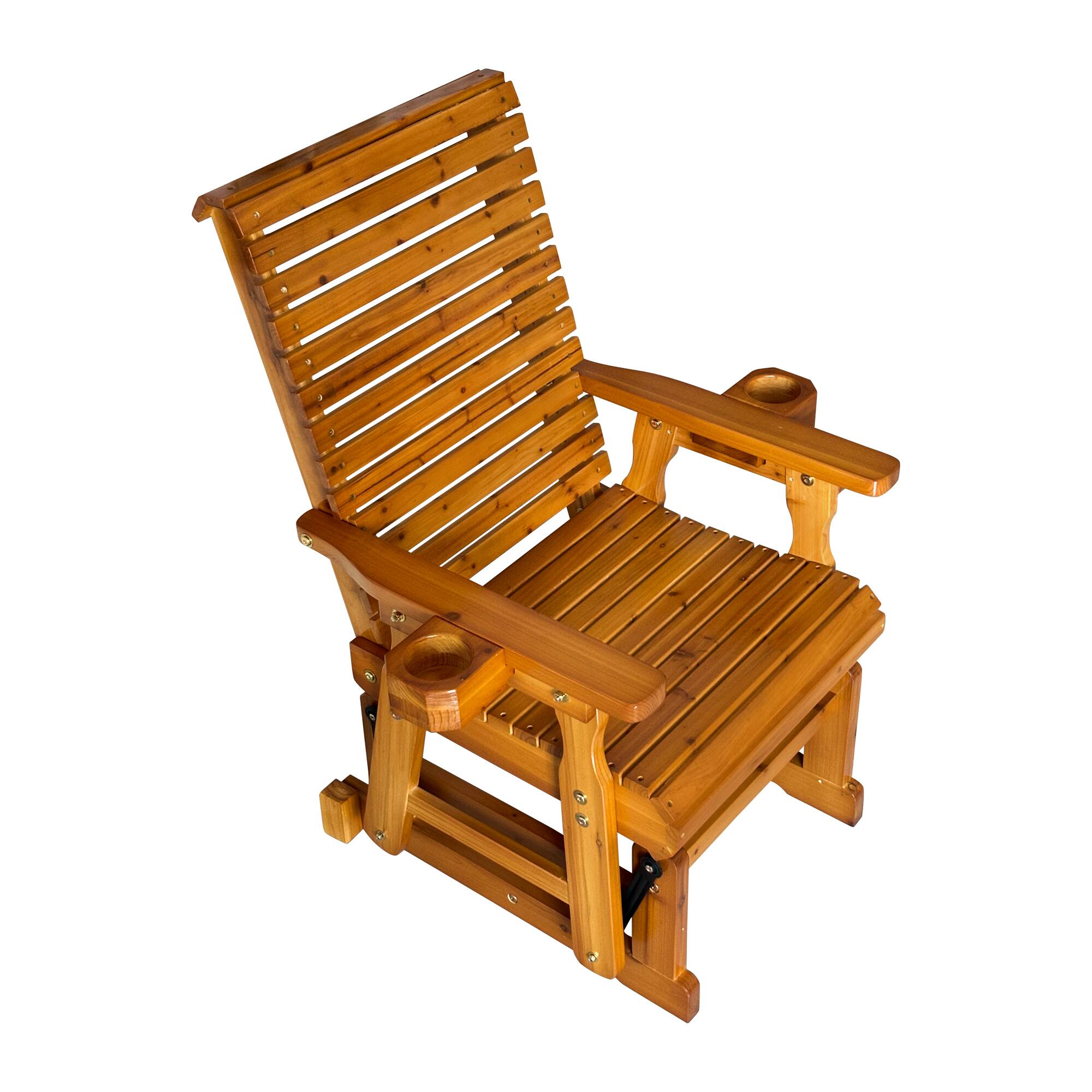 Alt View 5. Fortune Candy - Wooden Patio Glider w/High Back & Deep Contoured Seat, Solid Fir Wood, Heavy-Duty 600 lbs(1 Searter, 2 Pack) - Brown.