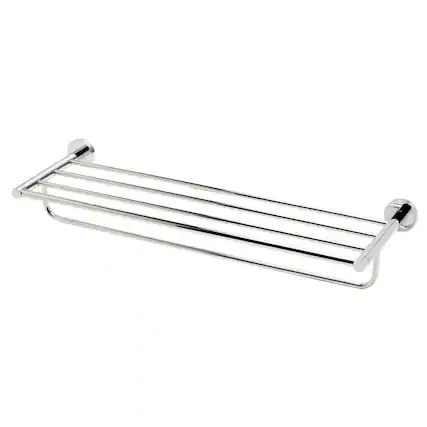 Front. Alfi - Polished Chrome 26 inch Towel Bar & Shelf Bathroom Accessory - Silver.