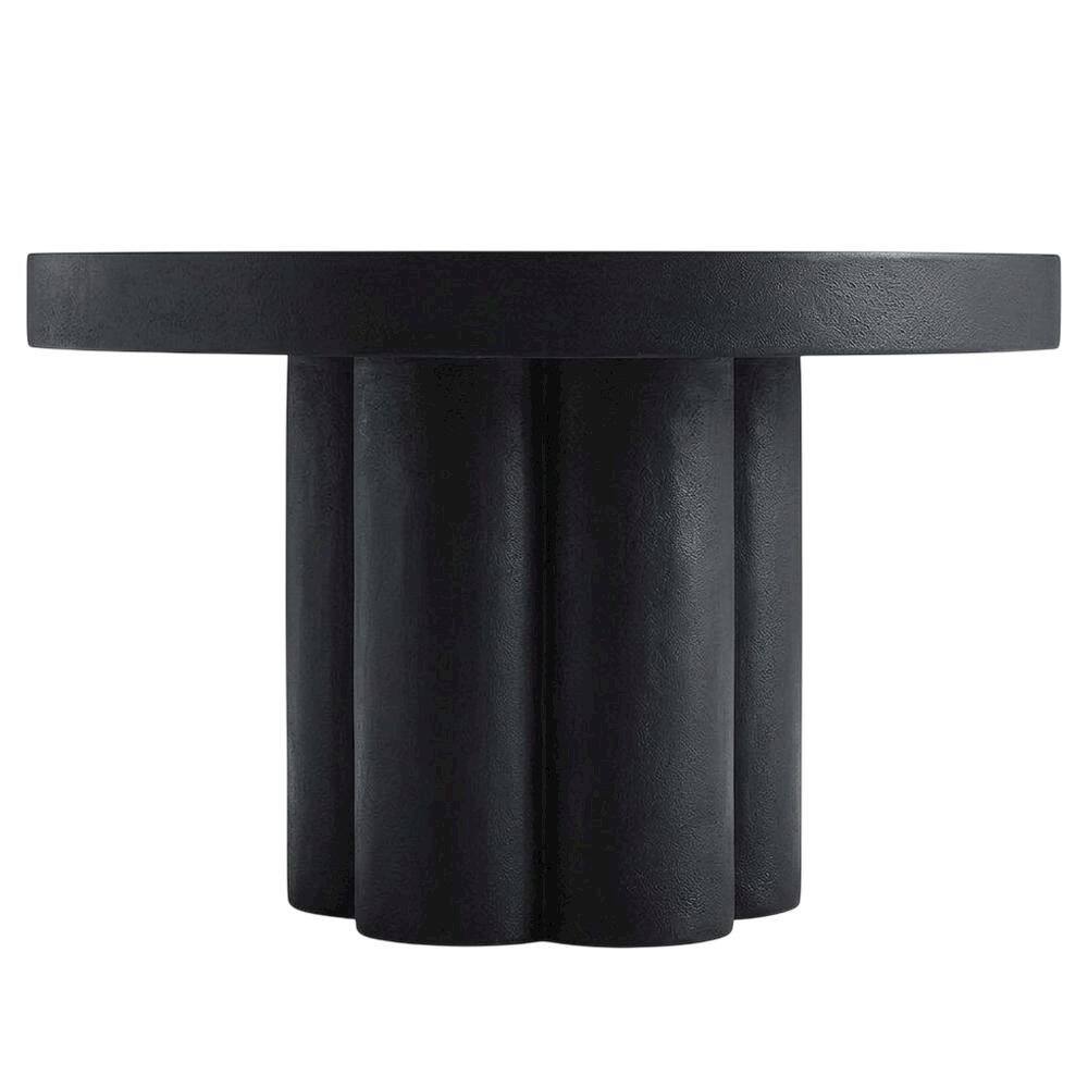 Back. FurniFact - Concrete Coffee Table in Neutral Finish with Sturdy Build and Modern Design - Black.