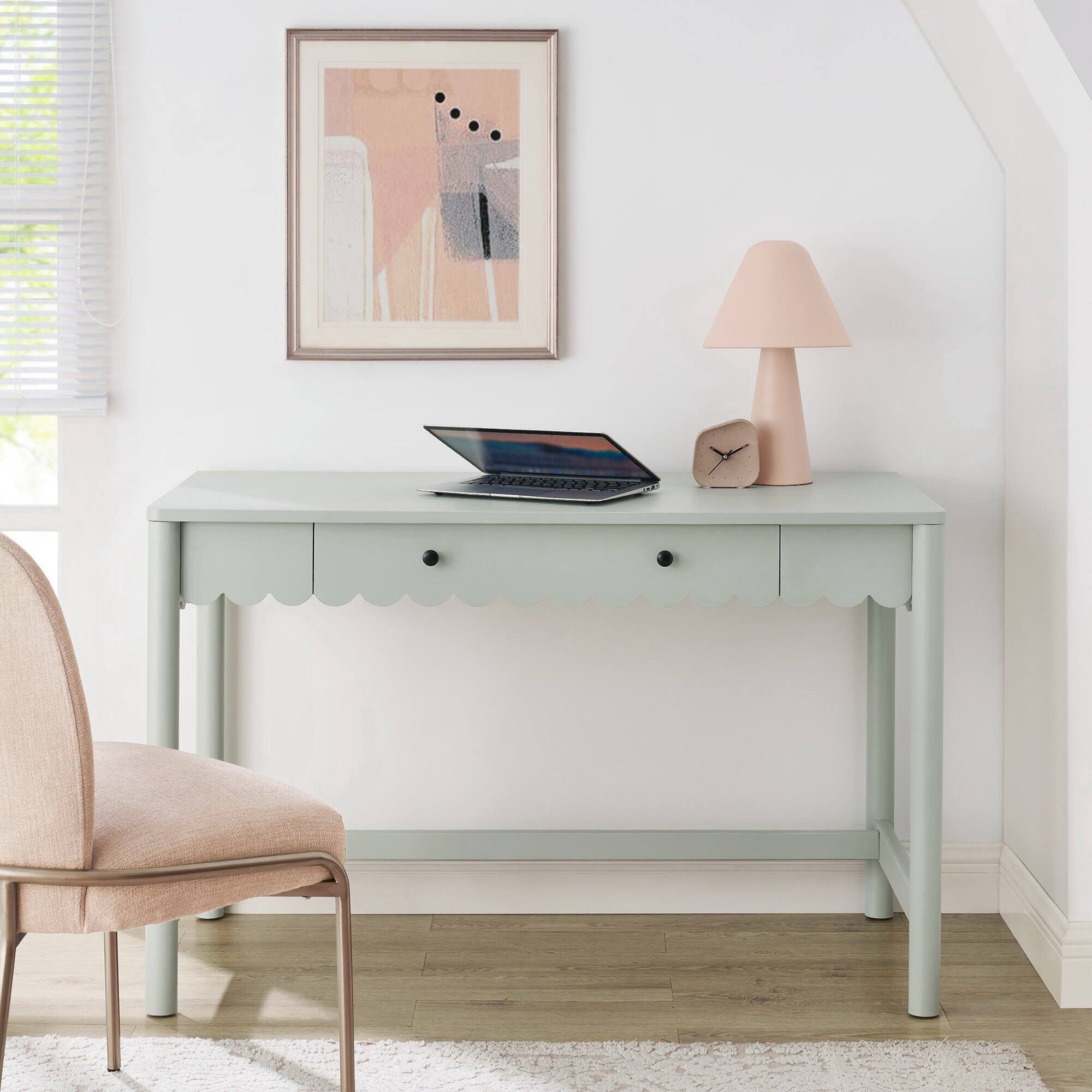 Front. Modway - Emmeline 1-Drawer Scallop Writing Desk by Modway - Sage.
