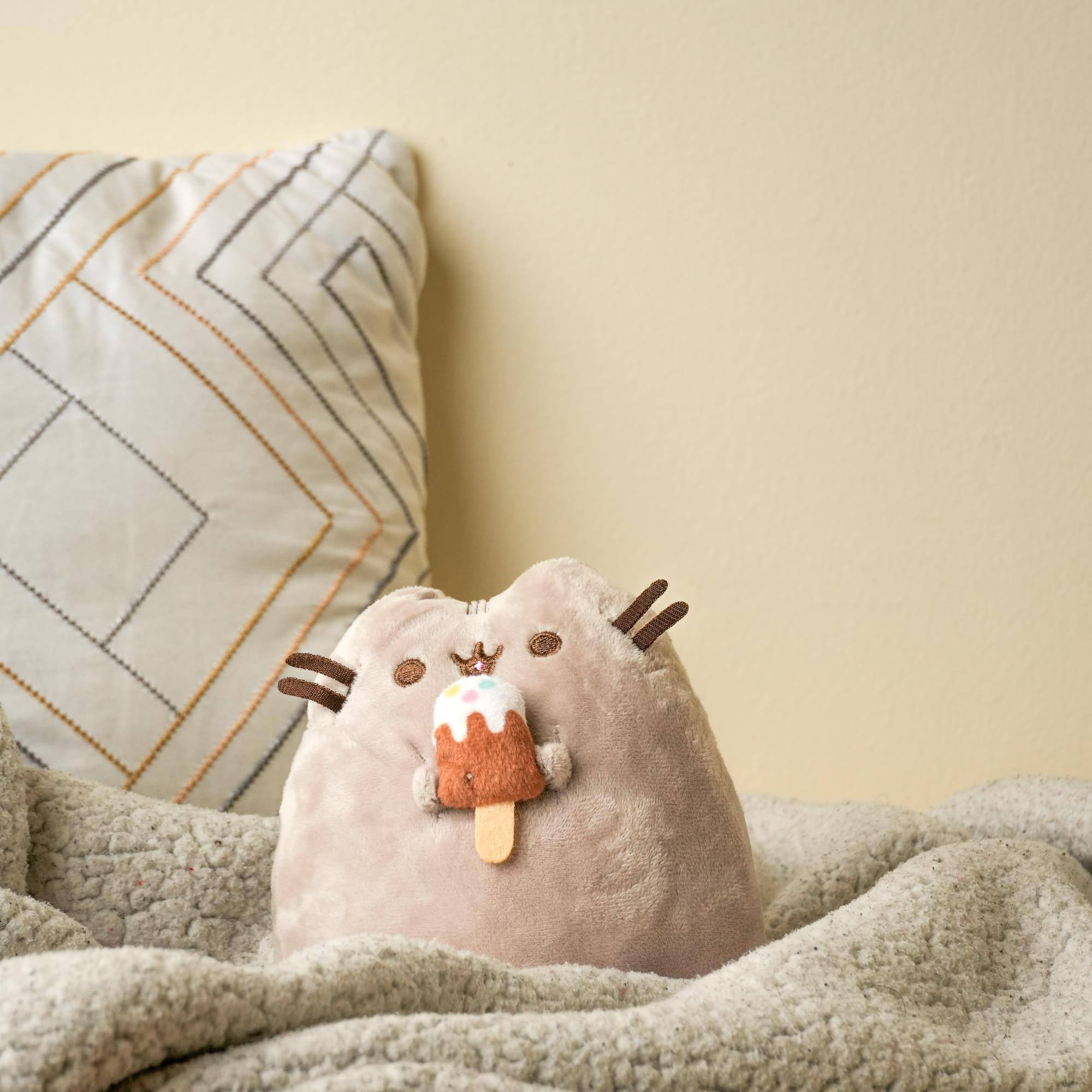 Alt View 2. Fiesta - Pusheen 6.5 Inch Plush | Pusheen with Ice Cream - Gray.