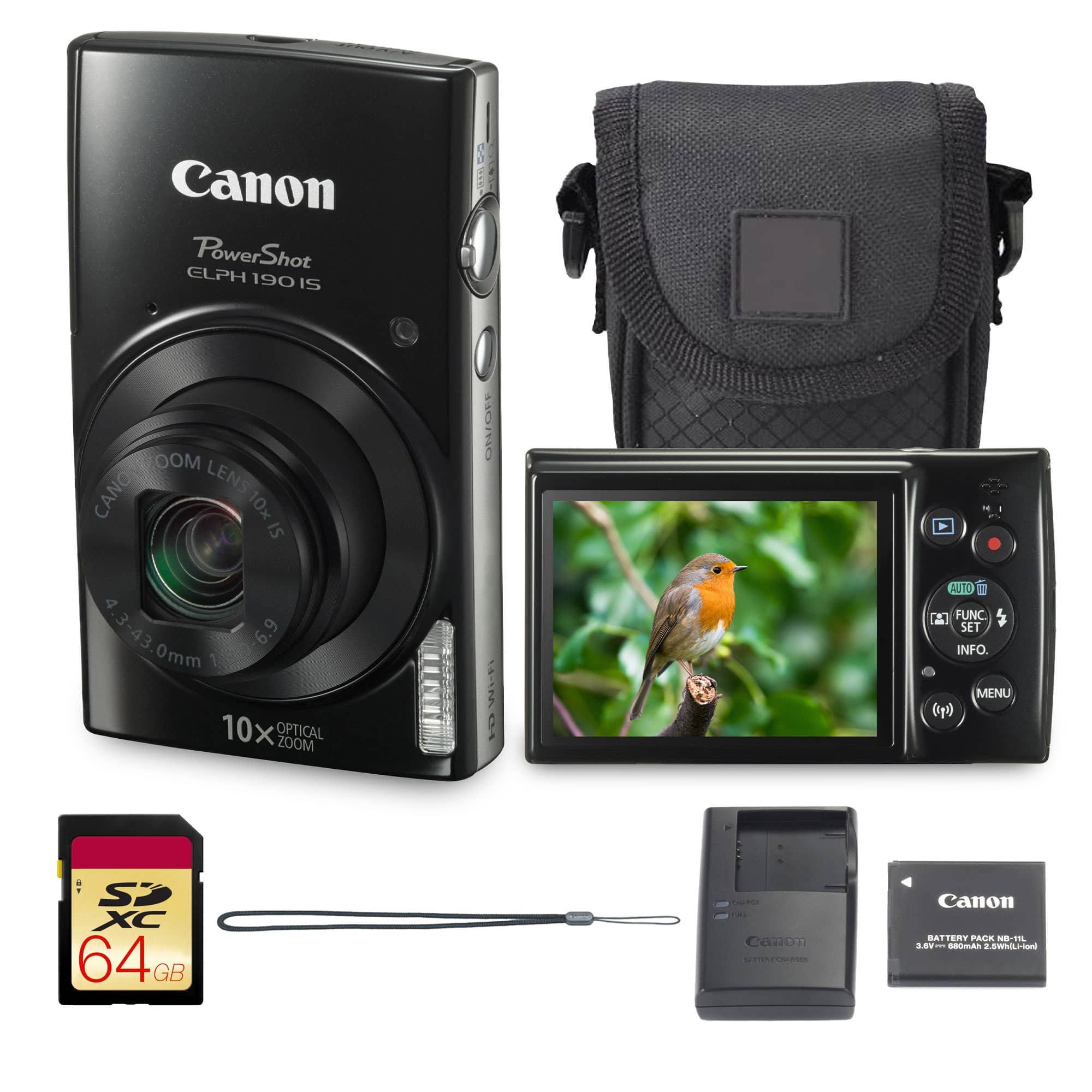 Canon - PowerShot ELPH 190 Digital Camera Black Travel Photo Bundle price history on PriceWatchPro