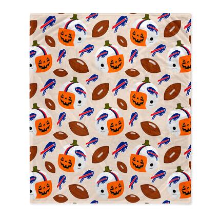 Front. Pegasus - Buffalo Bills 60" x 70" Pumpkin Helmet Corral Fleece Blanket - Multicolor.