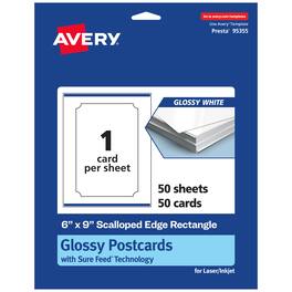 Avery - Cards with Scalloped Edges, 6" x 9", Glossy 50ct - White