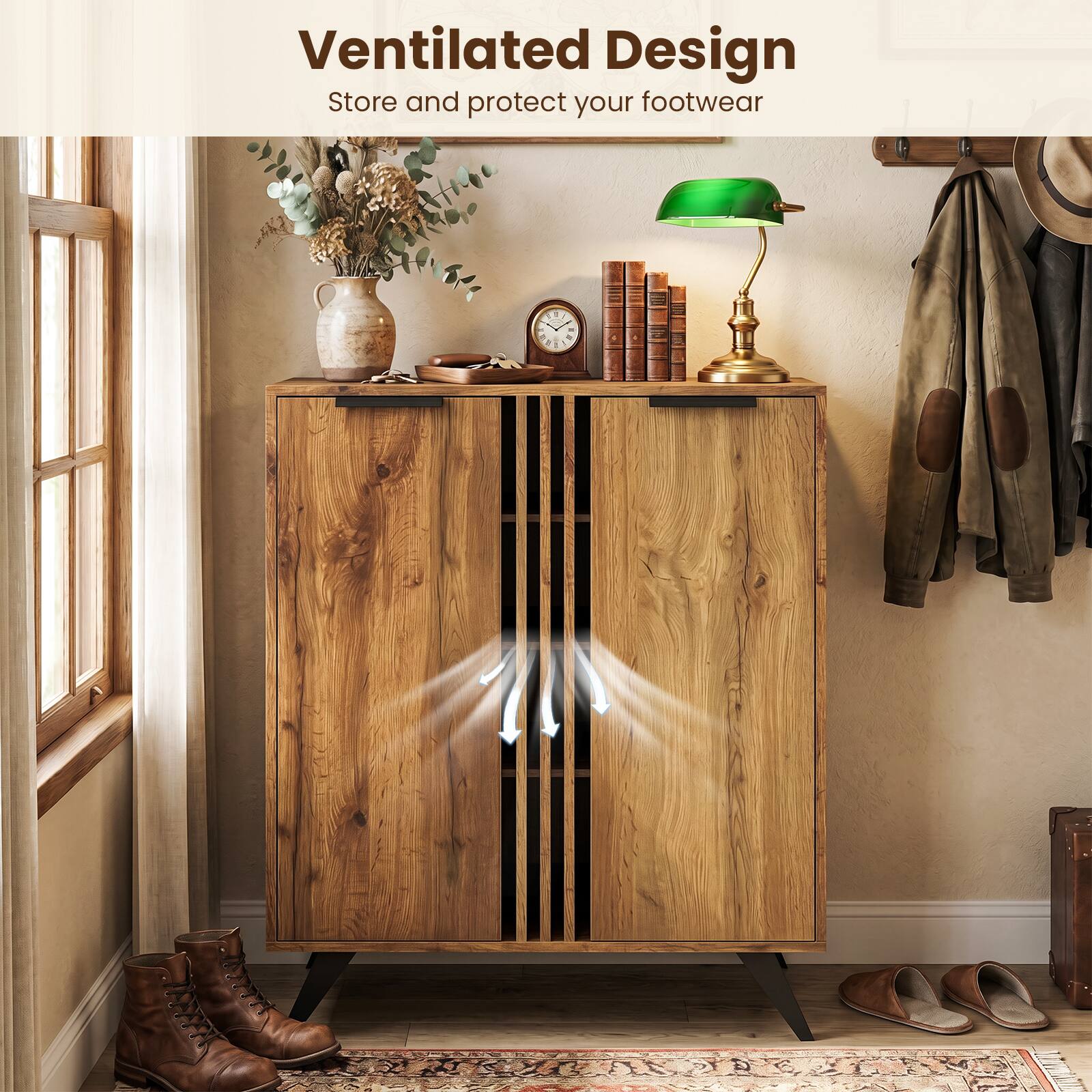 Ventilated Design  
Store and protect your footwear