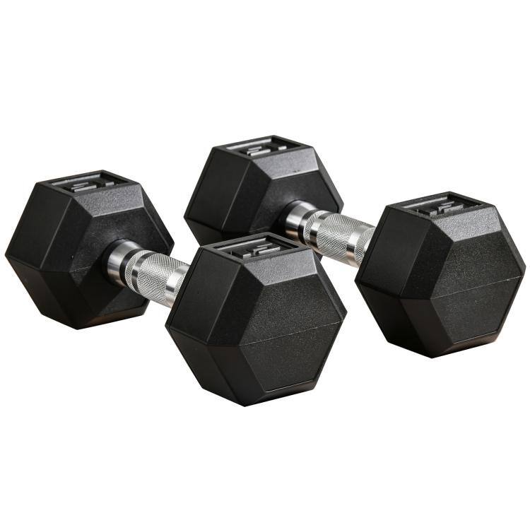 Alt View 10. PULUZ - 2 x 15lbs Hex Dumbbell Set of 2, Rubber Weights Exercise Fitness Dumbbell with Non-Slip Handles, Anti-roll - Black.