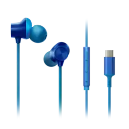 Panasonic - ErgoFit In-Ear Earbud Headphones with Microphone, USB-C Compatible - Blue