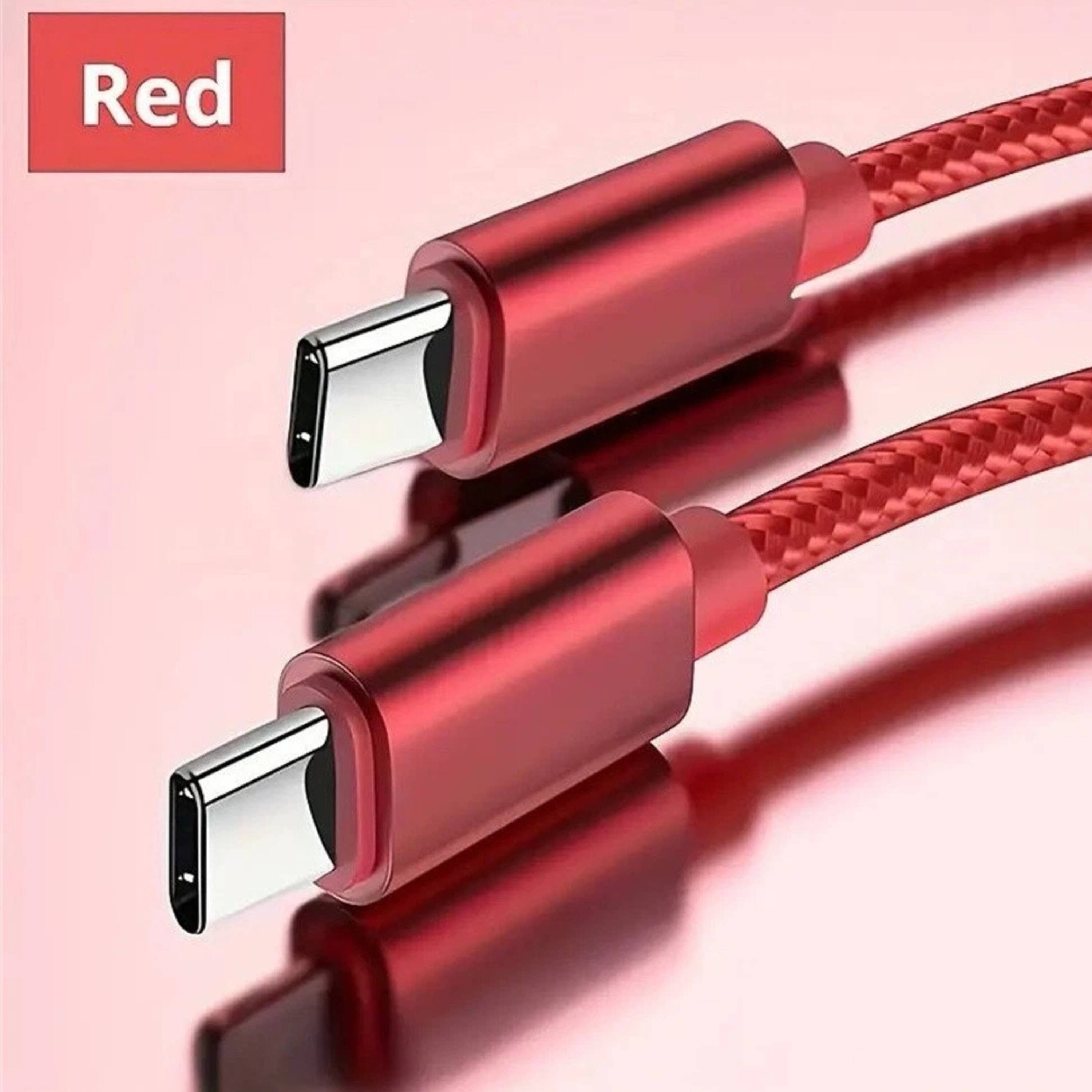Left. Kitcheniva - Premium USB-C to USB-C Fast Charging Data Sync Charger Cable Cord 3Ft Red - Red.