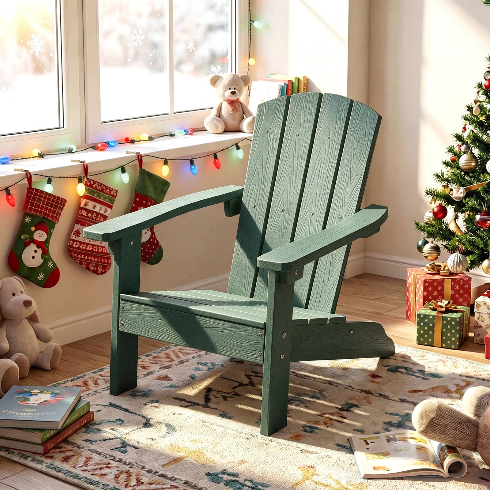 Costway Kids Adirondack Chair with High Backrest Armrests Fire Pit ...