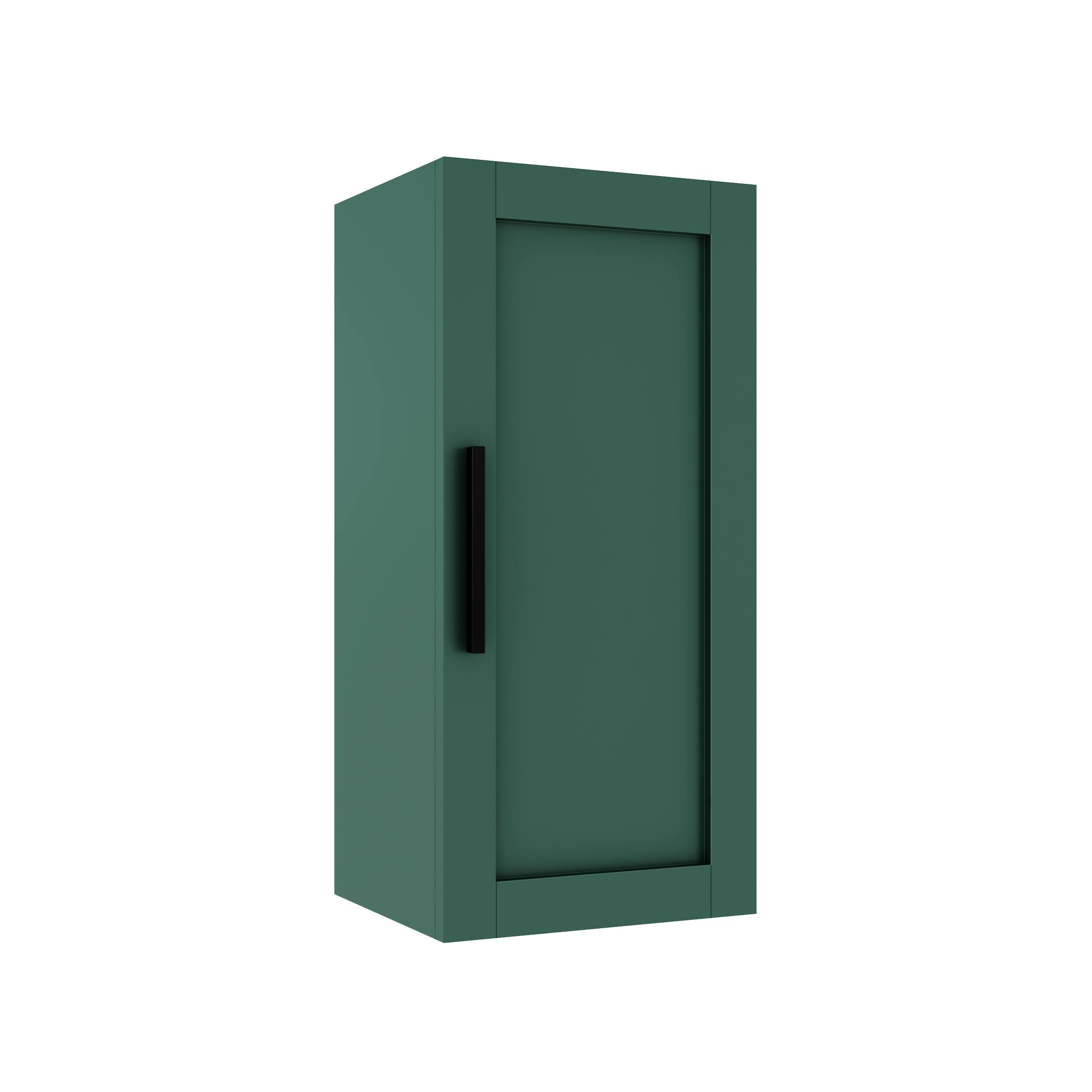Front. TinyHomie - 14in Wall-Mounted Floating Bathroom Vanity Side Cabinet with a Door and a Shelf - Green.