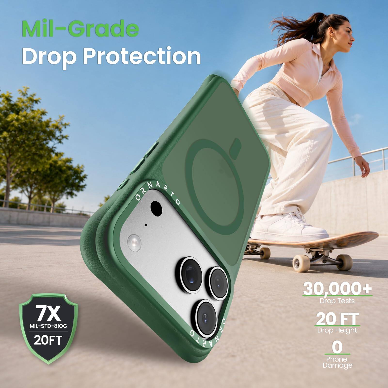 Mil-Grade Drop Protection

7X MIL-STD-810G 20FT

30,000+ Drop Tests 20 FT Drop Height 0 Phone Damage